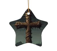 WZYCWB Estas espinas cruzadas de cerámica con forma de estrella impresas con un patrón son perfectas para fiestas de Navidad de invierno y decoración del hogar.