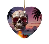 WZYCWB Este árbol de Navidad de cerámica con forma de corazón colorido estampado de llama rosa con un patrón es perfecto para fiestas de Navidad de invierno y decoración del hogar.