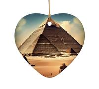 WZYCWB Este árbol de Navidad de cerámica con forma de corazón Dreaming of the Pyramids of Khufu impreso con un patrón es perfecto para fiestas de Navidad de invierno y decoración del hogar.