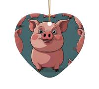 WZYCWB Este árbol de Navidad de cerámica con forma de corazón impreso con un patrón es perfecto para fiestas de Navidad de invierno y decoración del hogar.