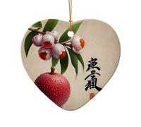WZYCWB Este árbol de Navidad de cerámica con forma de corazón impreso con un patrón es perfecto para fiestas de Navidad de invierno y decoración del hogar.