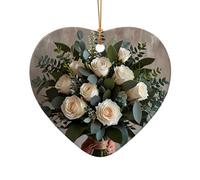 WZYCWB Este árbol de Navidad de cerámica con forma de corazón impreso con un patrón es perfecto para fiestas de Navidad de invierno y decoración del hogar.