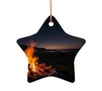 WZYCWB Este árbol de Navidad de cerámica con forma de estrella con cielo estrellado impreso con un patrón es perfecto para fiestas de Navidad de invierno y decoración del hogar.