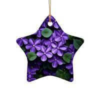 WZYCWB Este árbol de Navidad de cerámica con forma de estrella con diseño de violetas en flor impreso con un patrón es perfecto para fiestas de Navidad de invierno y decoración del hogar.