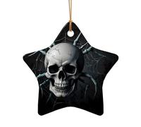 WZYCWB Este árbol de Navidad de cerámica con forma de estrella con forma de araña azul con calavera impresa con un patrón es perfecto para fiestas de Navidad de invierno y decoración del hogar.