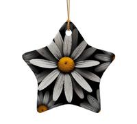WZYCWB Este árbol de Navidad de cerámica con forma de estrella con forma de margarita gótica impreso con un patrón es perfecto para fiestas de Navidad de invierno y decoración del hogar.
