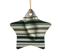 WZYCWB Este árbol de Navidad de cerámica con forma de estrella con rayas verdes impresas con un patrón es perfecto para fiestas de Navidad de invierno y decoración del hogar.