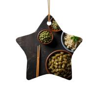 WZYCWB Este árbol de Navidad de cerámica con forma de estrella con tres comidas al día impreso con un patrón es perfecto para fiestas de Navidad de invierno y decoración del hogar.