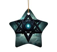 WZYCWB Este árbol de Navidad de cerámica con forma de estrella Dreamcore impreso con un patrón es perfecto para fiestas de Navidad de invierno y decoración del hogar.