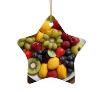 WZYCWB Este árbol de Navidad de cerámica con forma de estrella impreso con un patrón es perfecto para fiestas de Navidad de invierno y decoración del hogar.