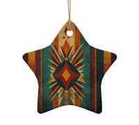 WZYCWB Este árbol de Navidad de cerámica con forma de estrella impreso con un patrón es perfecto para fiestas de Navidad de invierno y decoración del hogar.