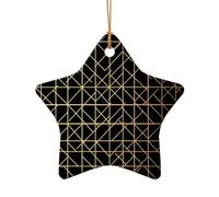 WZYCWB Este árbol de Navidad de cerámica con forma de estrella impreso con un patrón es perfecto para fiestas de Navidad de invierno y decoración del hogar.