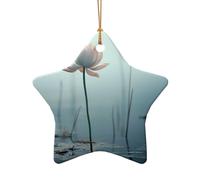 WZYCWB Este árbol de Navidad de cerámica con forma de estrella, una flor de loto impresa con un patrón es perfecto para fiestas de Navidad de invierno y decoración del hogar.