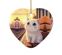 WZYCWB Este árbol de Navidad de cerámica en forma de corazón blanco con doble capa impresa con un patrón es perfecto para fiestas de Navidad de invierno y decoración del hogar.