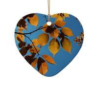 WZYCWB Este árbol de Navidad de cerámica en forma de corazón con cielo azul y hojas impresas con un patrón es perfecto para fiestas de Navidad de invierno y decoración del hogar.