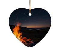 WZYCWB Este árbol de Navidad de cerámica en forma de corazón con cielo estrellado impreso con un patrón es perfecto para fiestas de Navidad de invierno y decoración del hogar.