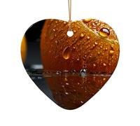 WZYCWB Este árbol de Navidad de cerámica en forma de corazón naranja impreso con un patrón es perfecto para fiestas de Navidad de invierno y decoración del hogar.