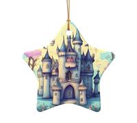 WZYCWB Este castillo de cuento de hadas de cerámica con forma de estrella impreso con un patrón es perfecto para fiestas de Navidad de invierno y decoración del hogar.