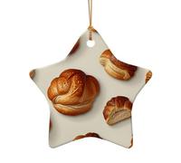 WZYCWB Este cruasán de cerámica con forma de estrella para árbol de Navidad impreso con un patrón es perfecto para fiestas de Navidad de invierno y decoración del hogar.
