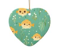 WZYCWB Este diseño de pez globo de cerámica con forma de corazón impreso con un patrón es perfecto para fiestas de Navidad de invierno y decoración del hogar.