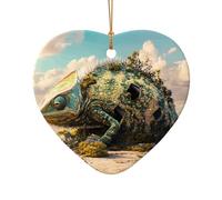 WZYCWB Este modelo camaleón de árbol de Navidad de cerámica con forma de corazón impreso con un patrón es perfecto para fiestas de Navidad de invierno y decoración del hogar.