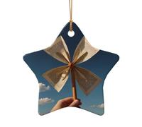 WZYCWB Este molino de viento de cerámica con forma de estrella impreso con un patrón es perfecto para fiestas de Navidad de invierno y decoración del hogar.