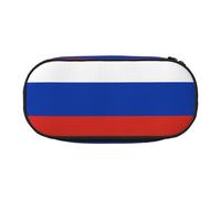 WZYCWB Estuche para lápices de gran capacidad con bandera rusa, caja de almacenamiento multifuncional, portátil y duradera, para suministros de oficina y escuela, Black, Talla única, Estuche de