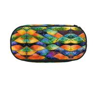 WZYCWB Estuche para lápices de gran capacidad con diseño de escamas de pez arcoíris, caja de almacenamiento multifuncional, portátil y duradera, para suministros de oficina y escuela, Black, Talla