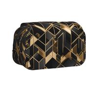 WZYCWB Estuche portátil a cuadros negro y dorado ideal para organizar bolígrafos en la oficina o guardar brochas de maquillaje