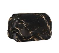 WZYCWB Estuche portátil con patrón de mármol negro y dorado, ideal para organizar bolígrafos en la oficina o guardar brochas de maquillaje