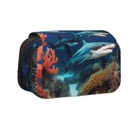 WZYCWB Estuche portátil Submarine Shark Coral ideal para organizar bolígrafos en la oficina o guardar brochas de maquillaje