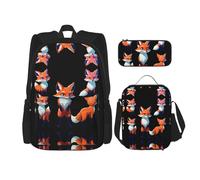 WZYCWB Fantasy Fox Campus Life - Juego de mochila (3 piezas), mochila escolar + estuche + bolsa de almuerzo, satisface todas las necesidades diarias de los estudiantes