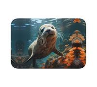 WZYCWB Felpudo de invierno lavable con agua Seal Pup, 15.7 x 23.6 pulgadas, tapete de bienvenida absorbente para puerta delantera y trasera