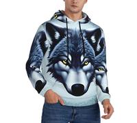 WZYCWB Fierce Wolf Head - Sudadera holgada con capucha para hombre, manga larga, bolsillo con cordón, chaqueta deportiva