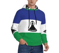 WZYCWB Flag of Lesotho - Sudadera holgada con capucha para hombre, manga larga, bolsillo con cordón, chaqueta deportiva, Negro, XL