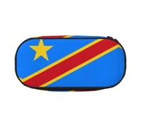 WZYCWB Flag of The Congo - Estuche de gran capacidad para lápices, caja de almacenamiento multifuncional, portátil y duradero, para suministros de oficina y escuela, Black, Talla única, Estuche de