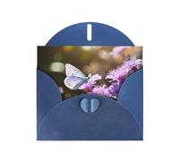 WZYCWB Flores moradas y mariposas azules impresas tarjetas de Navidad, invitaciones de boda, exquisitas tarjetas de sobre