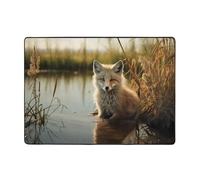 WZYCWB Fox in the Water - Tapete de franela con patrón de zorro, alfombra súper suave de 80 x 58 pulgadas