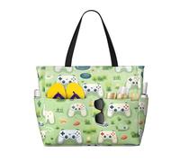WZYCWB Gamepad in the grass Bolsa de viaje de playa impresa para natación y fitness, compras en supermercados, vacaciones junto al mar