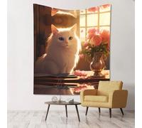 WZYCWB Gato tibetano de pelo largo impreso decorativo para colgar en la pared, 152 x 129,5 cm, adecuado para decoración del hogar, fiestas de camping