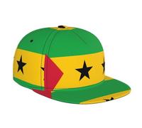 WZYCWB Gorra de béisbol de ala plana estampada con la bandera de Santo Tomé y Príncipe, tamaño ajustable, para senderismo al aire libre y camping, resistente al viento, casual, color negro