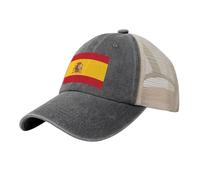 WZYCWB Gorra de béisbol negra con bandera de España con ala trasera de malla transpirable | Hebilla ajustable