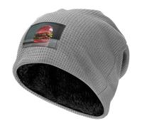 WZYCWB Gorra de esquí cálida negra con patrón de hamburguesa de cristal rosa, capucha de buffet con forro polar grueso, gorra de punto elástica, gris claro, Taille unique