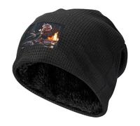 WZYCWB Gorra de esquí cálida negra con patrones de rosas marchitas, capucha de buffet con forro polar grueso, gorra de punto elástica, Negro, Taille unique