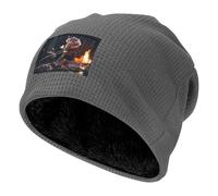 WZYCWB Gorra de esquí cálida negra con patrones de rosas marchitas, capucha de buffet con forro polar grueso, gorra de punto elástica, gris, Taille unique