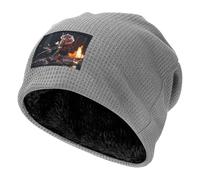 WZYCWB Gorra de esquí cálida negra con patrones de rosas marchitas, capucha de buffet con forro polar grueso, gorra de punto elástica, gris claro, Taille unique
