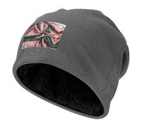 WZYCWB Gorro de esquí cálido negro con patrón de bufanda rosa y verde, capucha de buffet con forro polar grueso, gorra de punto elástica, gris, Taille unique