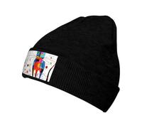 WZYCWB Gorro de esquí de punto con estampado de gato extraño con un diseño suelto y elástico. Perfecto para senderismo, esquí y viajes. Negro