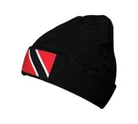 WZYCWB Gorro de esquí de punto estampado de la bandera de Trinidad y Tobago con un diseño suelto y elástico. Perfecto para senderismo, esquí y viajes. Negro