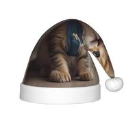 WZYCWB Gorro de fiesta de Navidad con diseño de gatito con babero, regalo de actividad de clase infantil, accesorio de decoración de vacaciones de Navidad